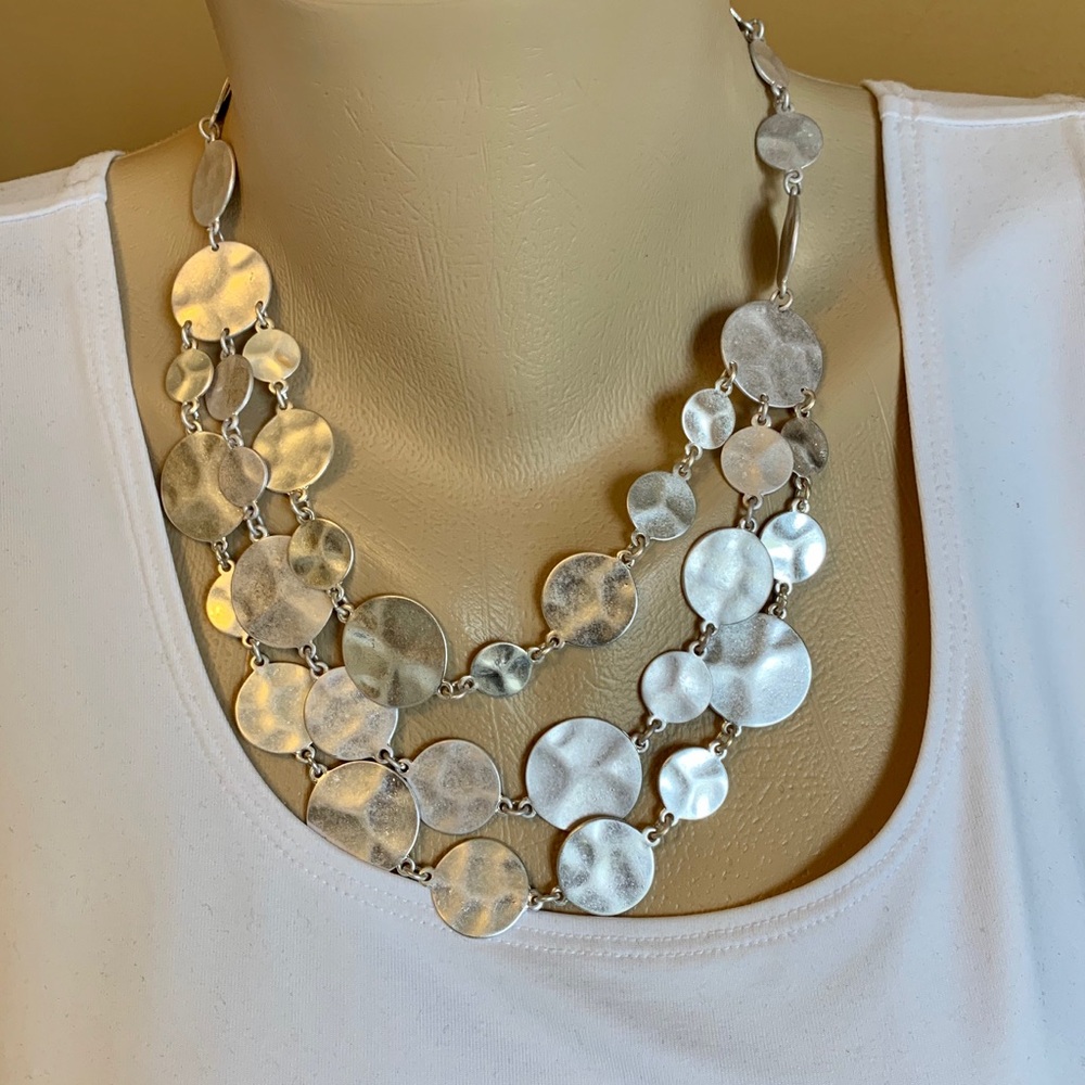 Silver statement necklace with earrings